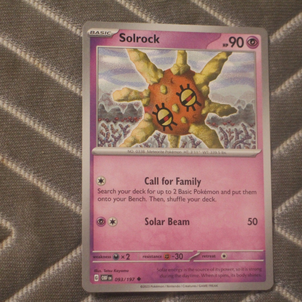 Pokemon Solrock Card - Pink and Orange
